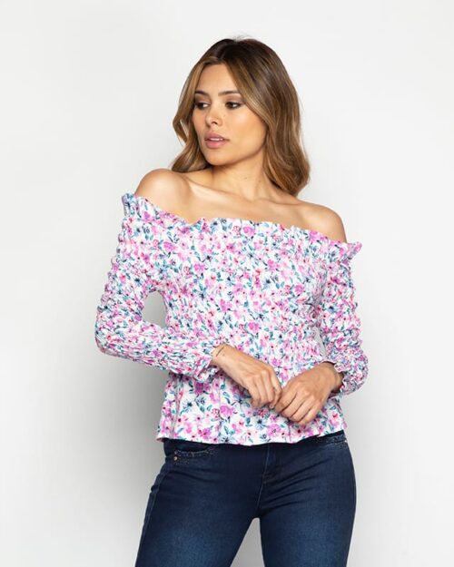Blusa Escote Bandeja Estampada Knz Divid