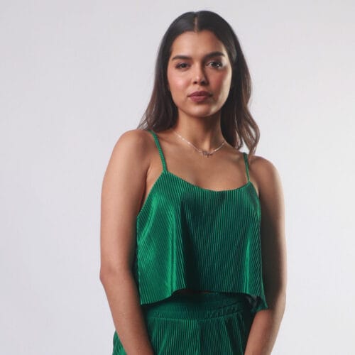Blusa Plizada Crop Tiras Now Lux