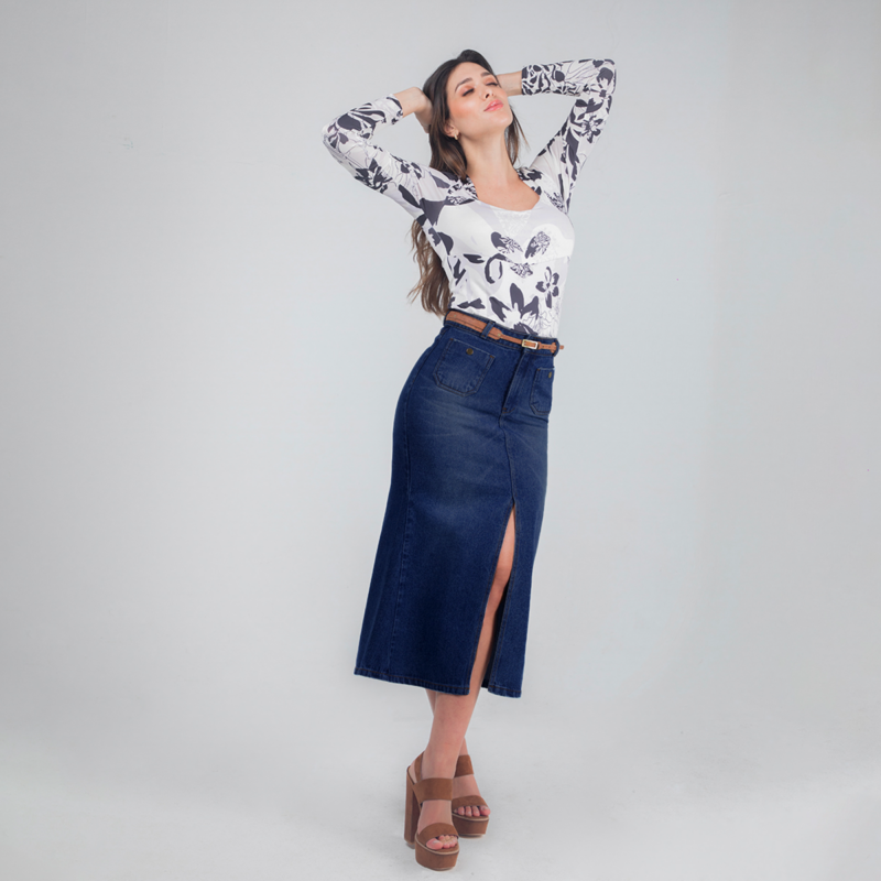 Falda Gold Midi Folk