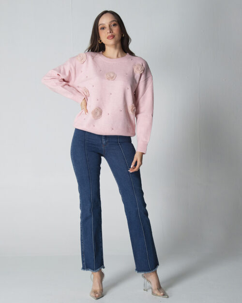 Buzo Hilo Cuello Redondo Flowers