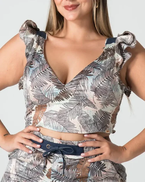 Blusa Crop Top Estampada Suzanne