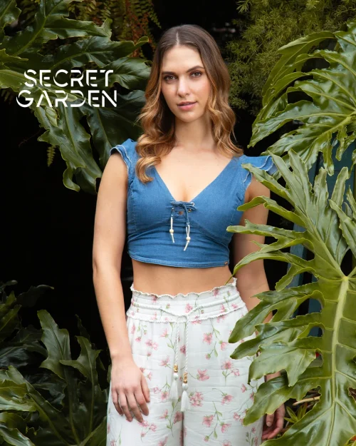 Blusa Crop Top Denim Slim Raimond