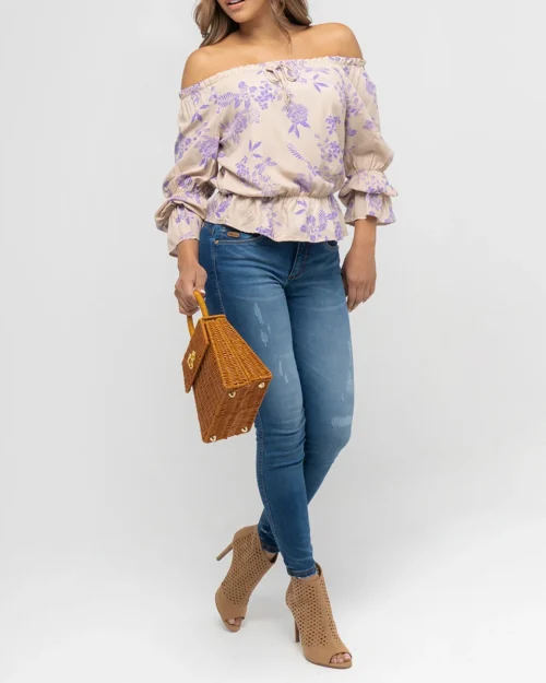 Blusa Escote Bandeja Jacaranda