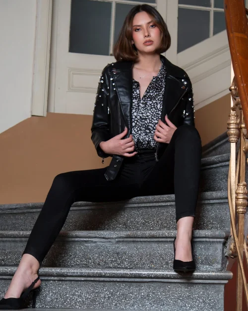 Chaqueta Sintetica Biker Crystal