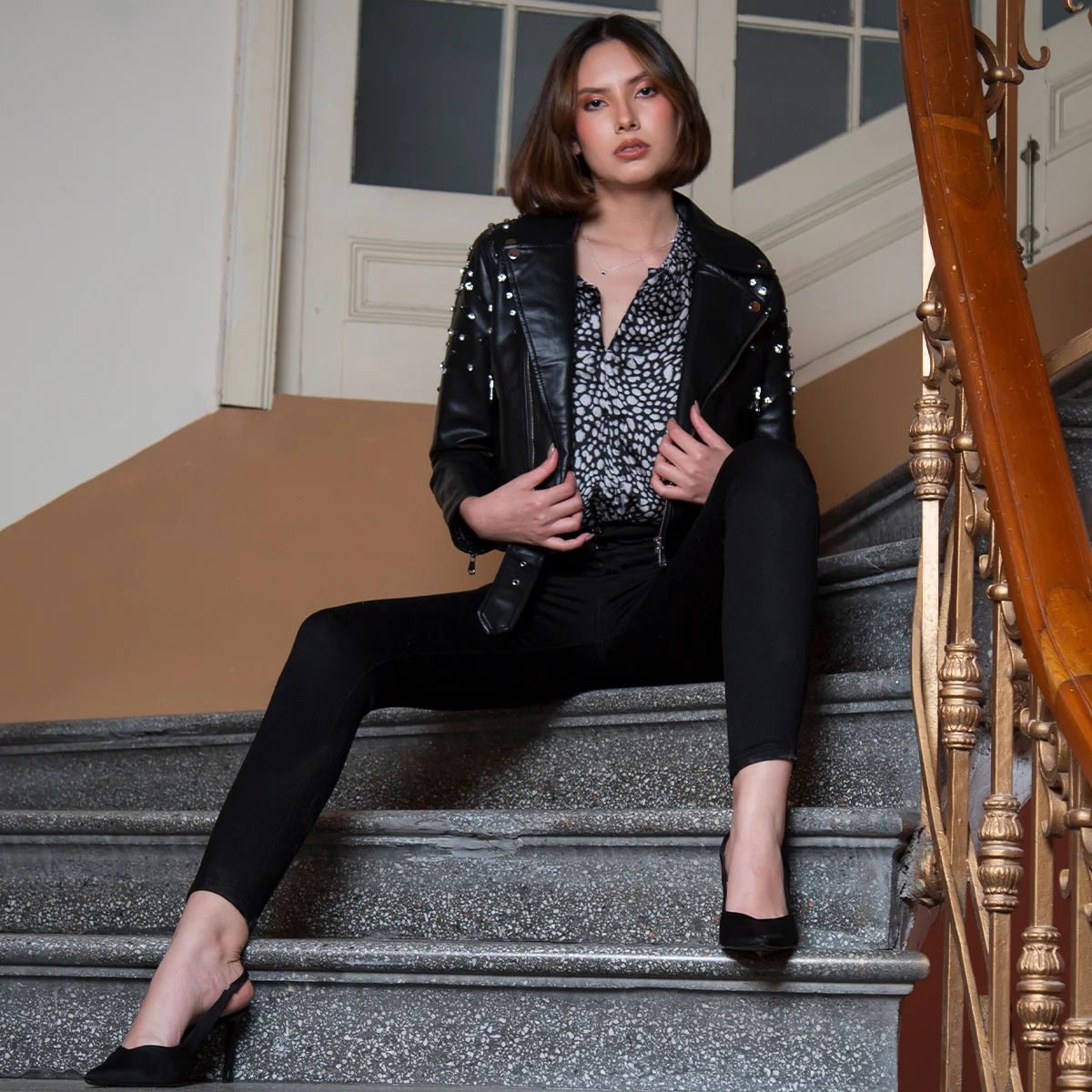 Chaqueta Sintetica Biker Crystal