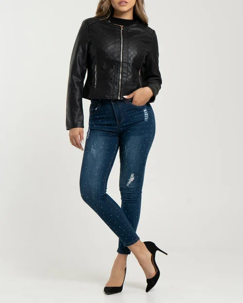 Chaqueta Sintetica Cuello Redondo Thais