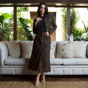 Falda Larga Slim Animal Print Midi Gadiel