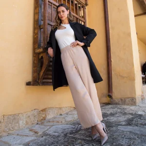 Pantalon Wide Leg Pretina Encauchada Rannys