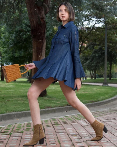 Vestido Denim Slim Corto Genova