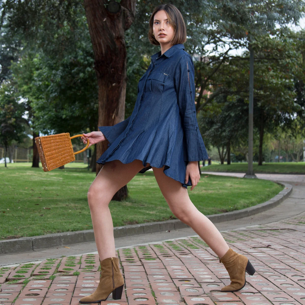 Vestido Denim Slim Corto Genova