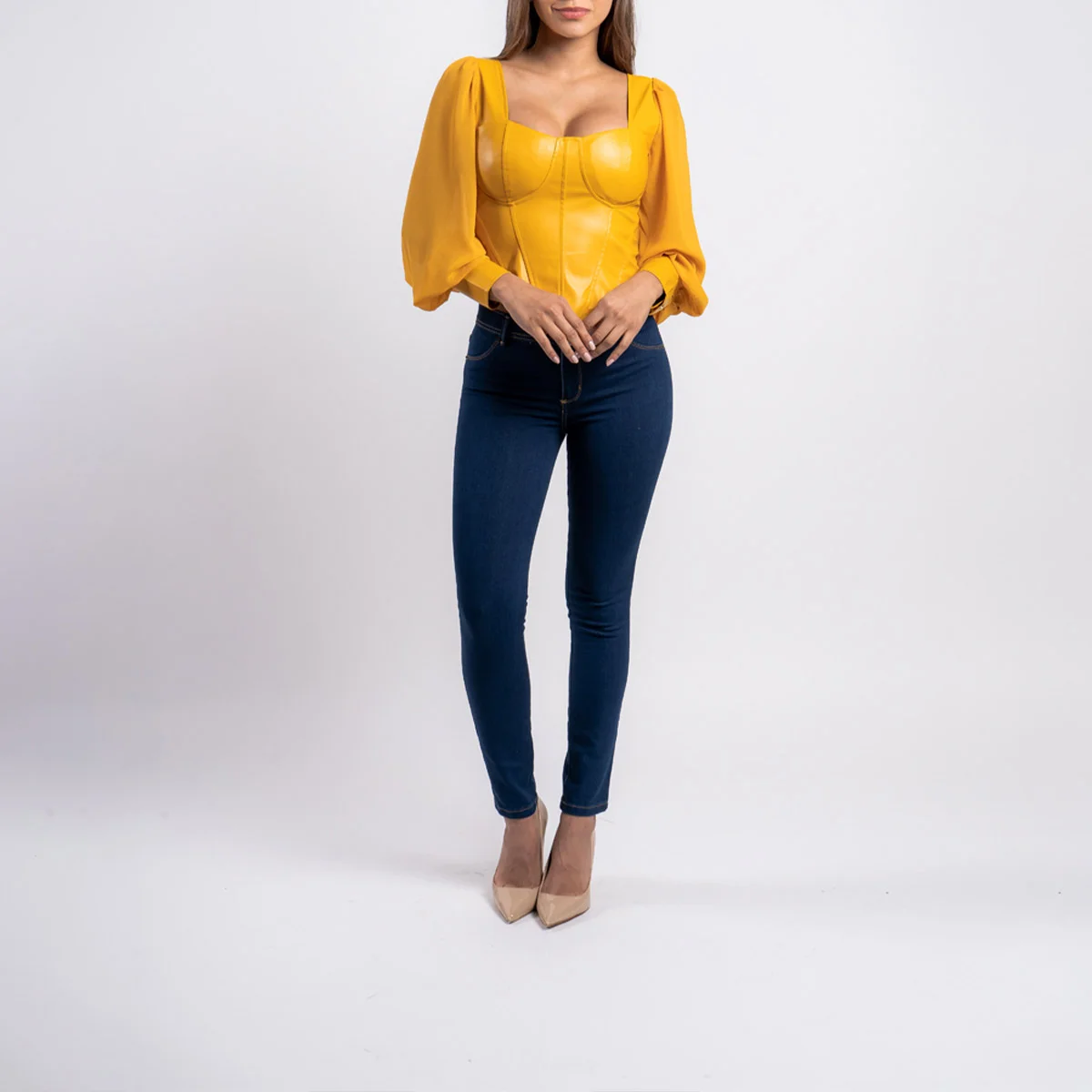 Blusa Crop Manga Globo Brenda