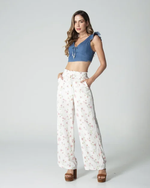 Blusa Crop Top Denim Slim Raimond