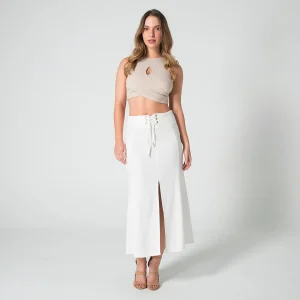 Blusa Crop Top Slim Manga Sisa Mafe