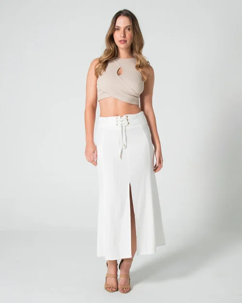 Blusa Crop Top Slim Manga Sisa Mafe