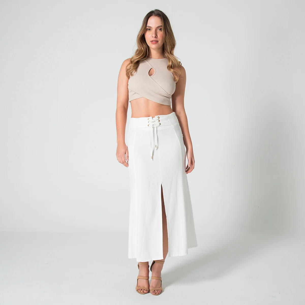 Blusa Crop Top Slim Manga Sisa Mafe