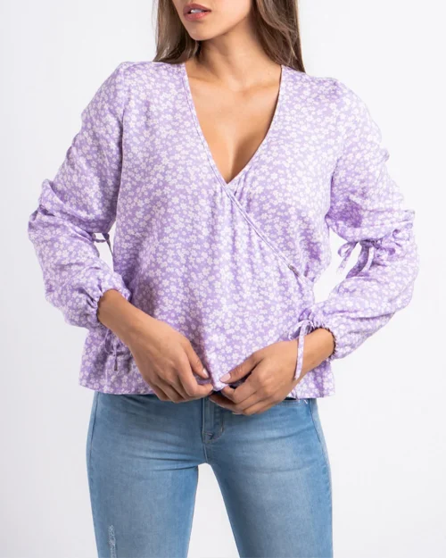 Blusa Cruzada Manga Globo Mildred