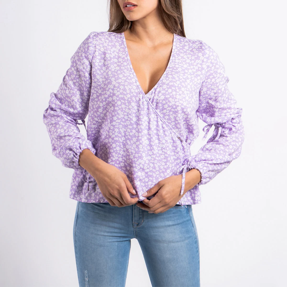 Blusa Cruzada Manga Globo Mildred