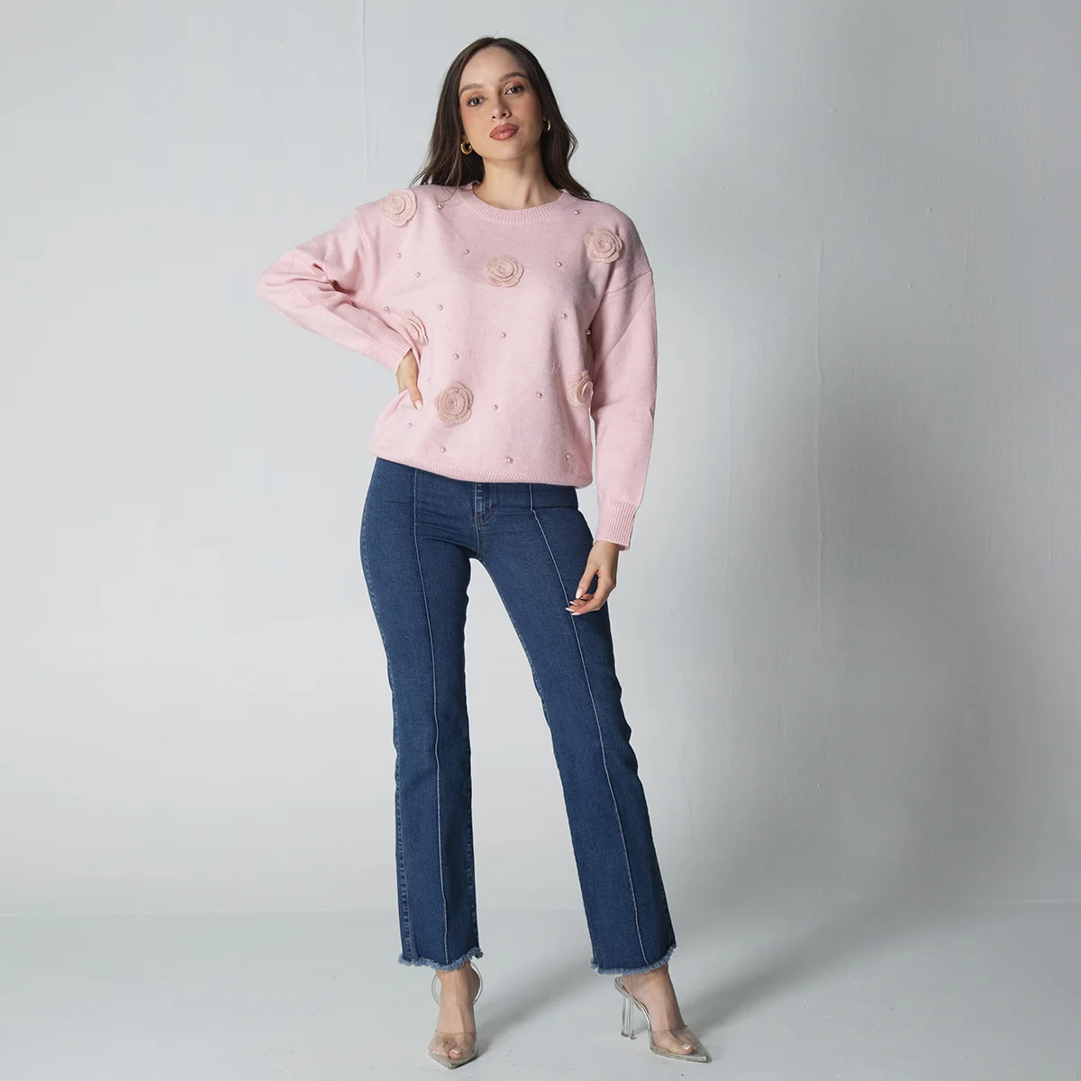 Buzo Hilo Cuello Redondo Flowers