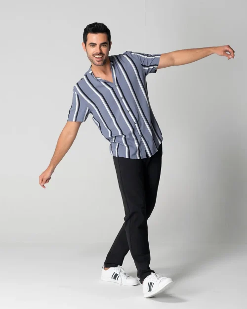 Camisa Rallas Manga Corta Slim Garnica