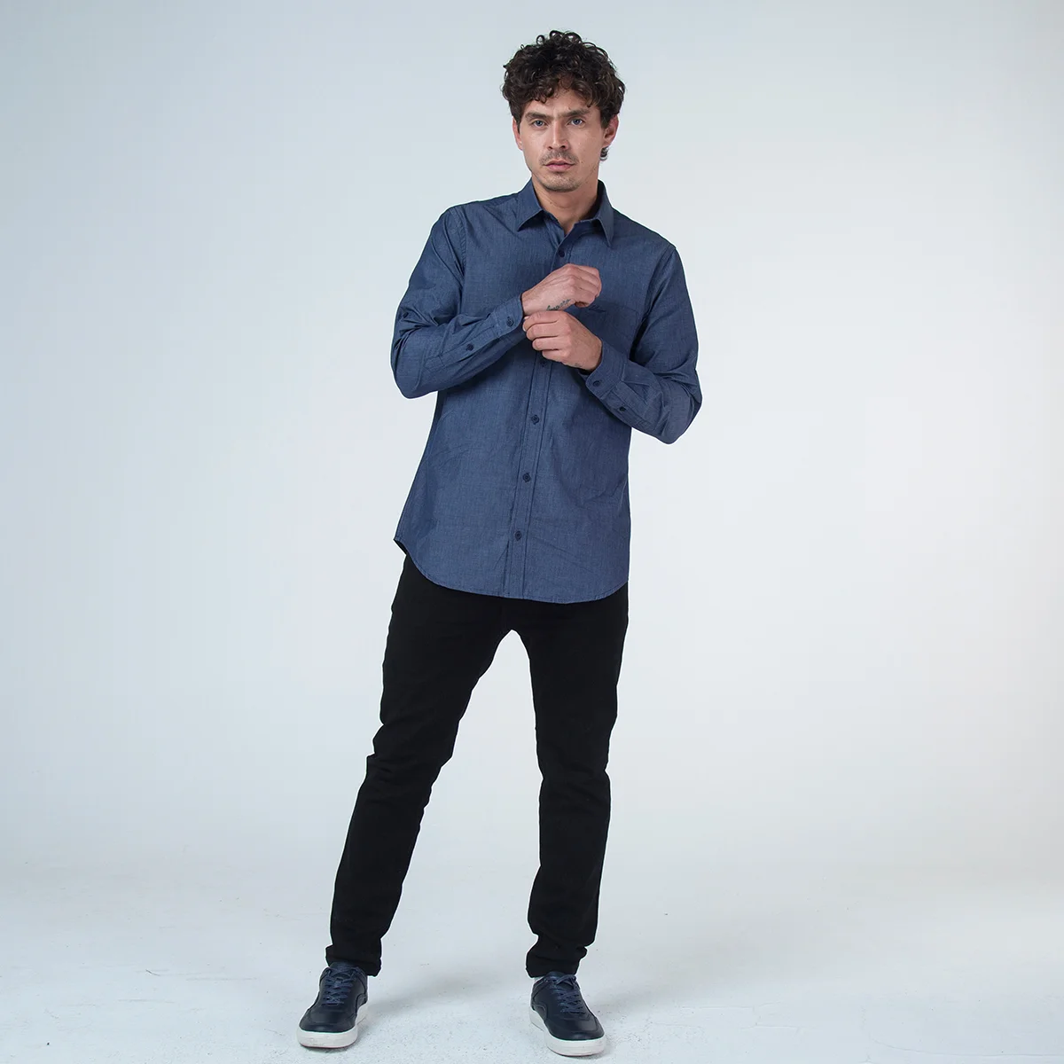 Camisa Unicolor Manga Larga Giron