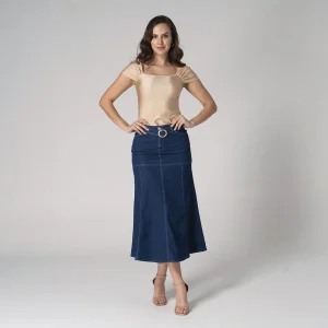 Falda Larga Denim Slim Kenbleu