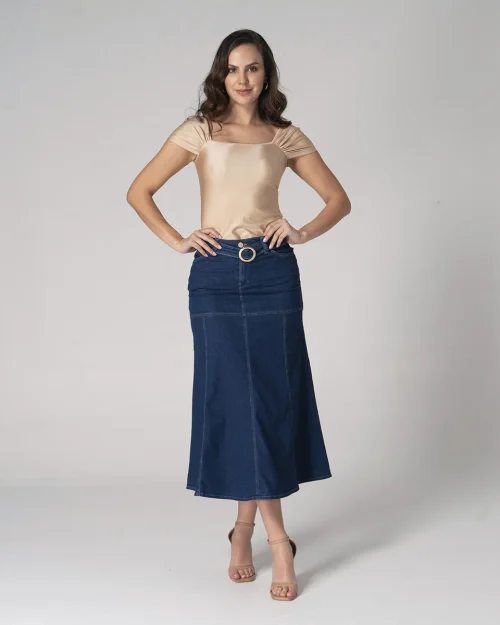 Falda Larga Denim Slim Kenbleu