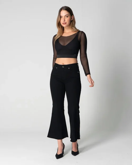 Jean Denim Flare Crop Franchi