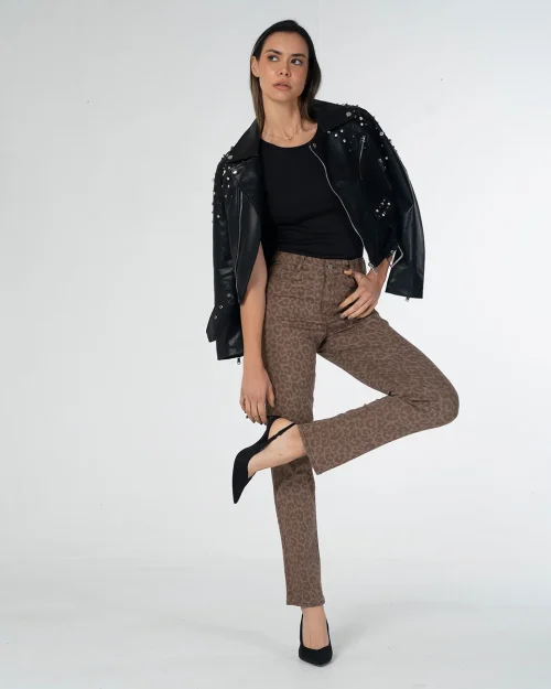 Jean Denim Slim Animal Print Pard