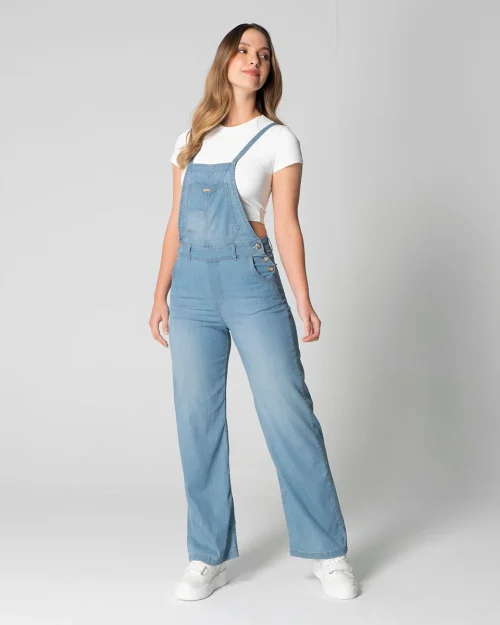 Overol Denim Wide Leg Tap