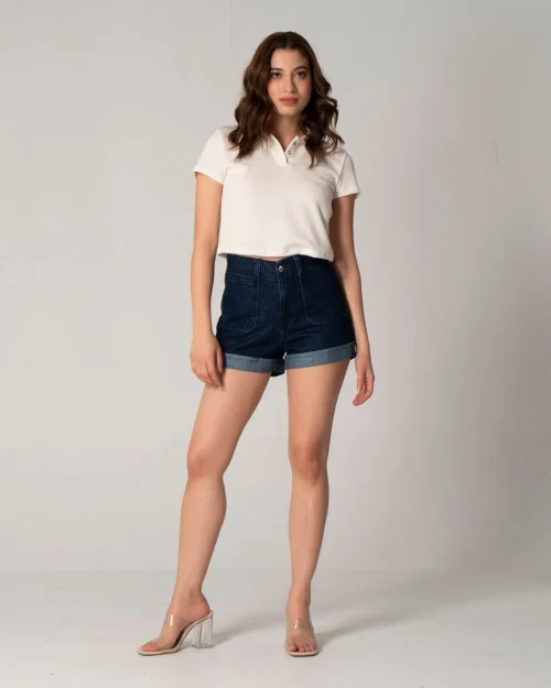 Short Denim Regular Sequins