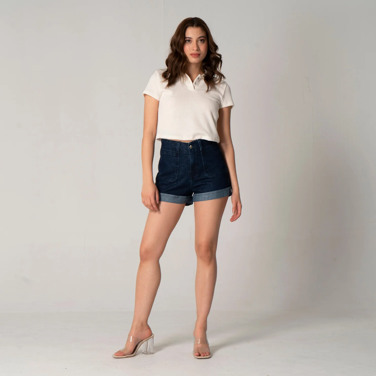 Short Denim Regular Sequins