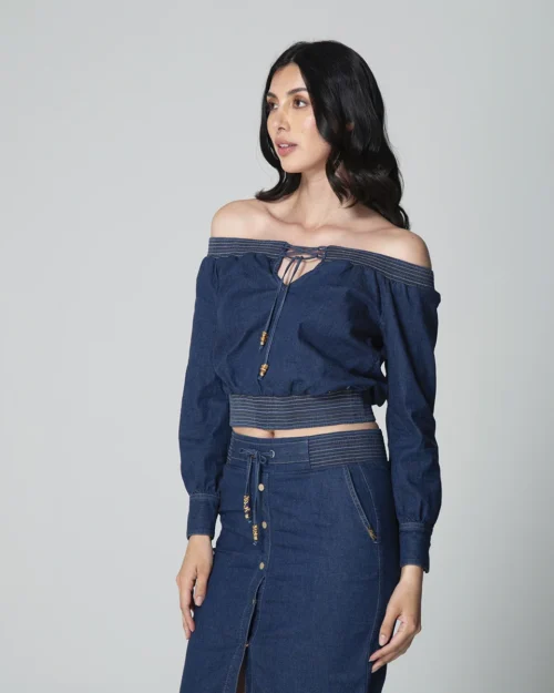 Blusa Denim Escote Bandeja Branigan