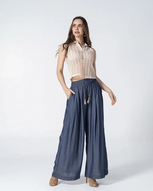 Pantalon Denim Palazzo Thalix