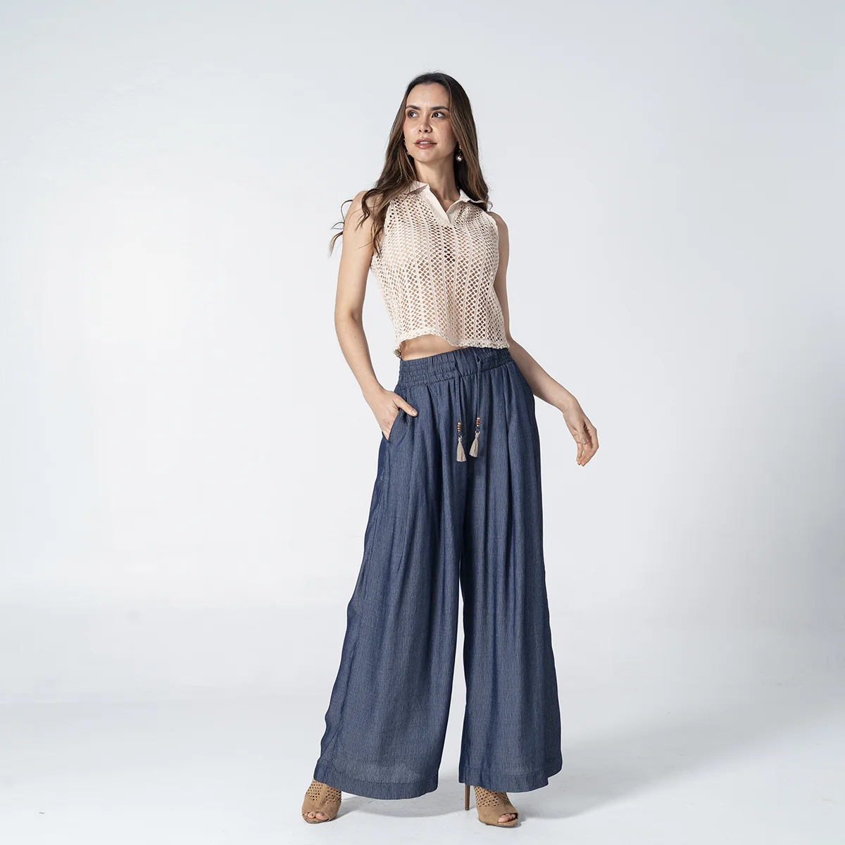 Pantalon Denim Palazzo Thalix